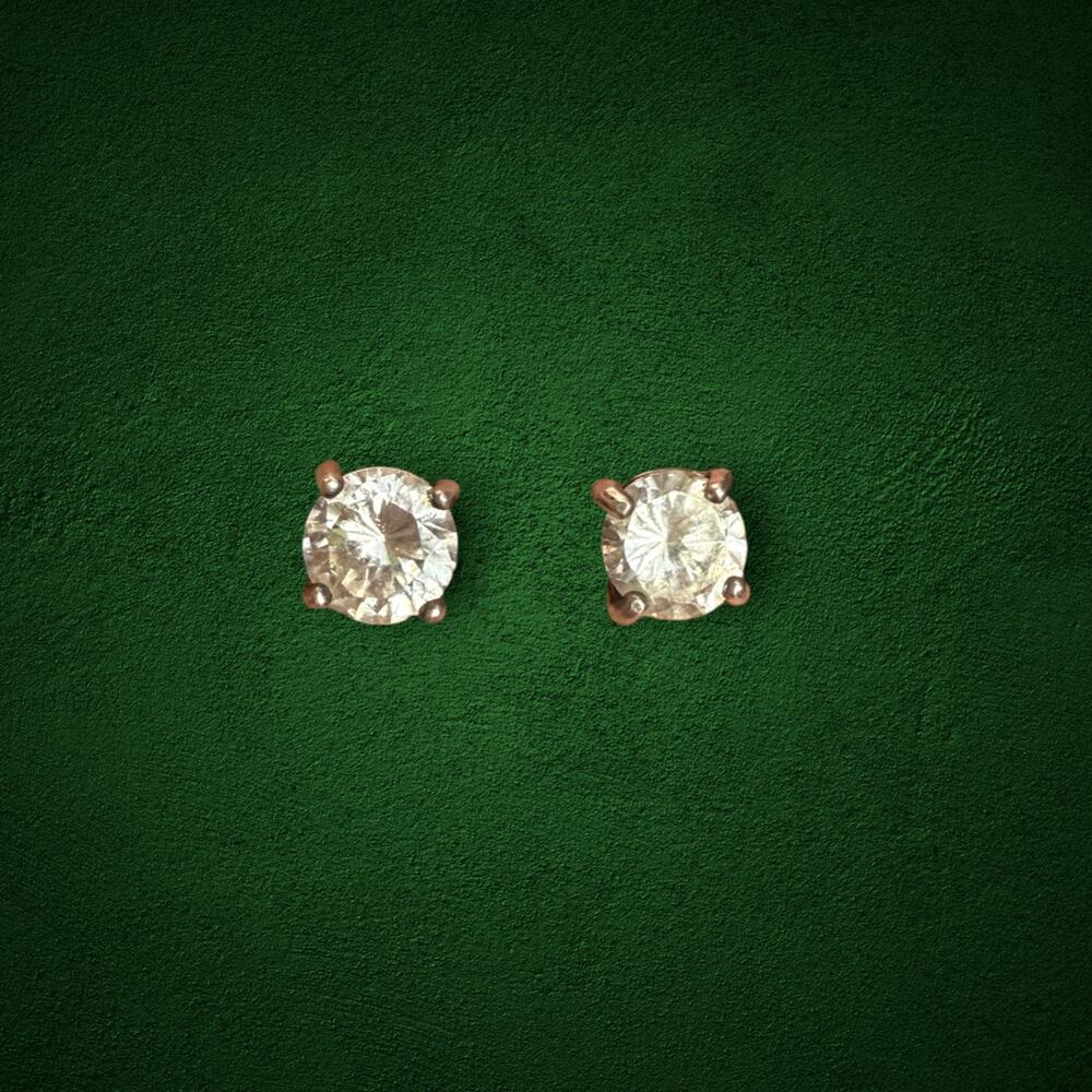 925 Sterling Silver Round Clear Stone Stud Earrings Four Prong